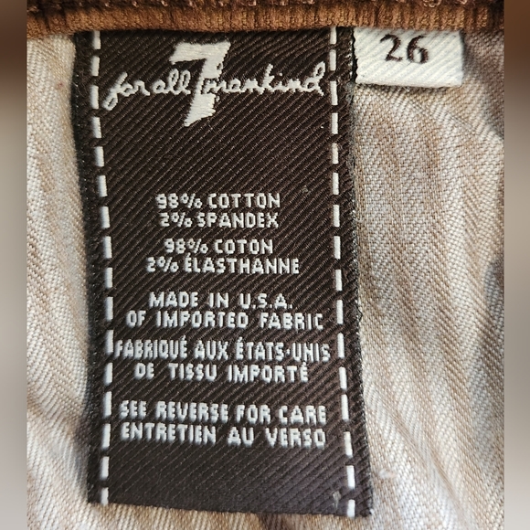 7 for all mankind brown corduroy skinny pants, size 26 - Picture 12 of 12